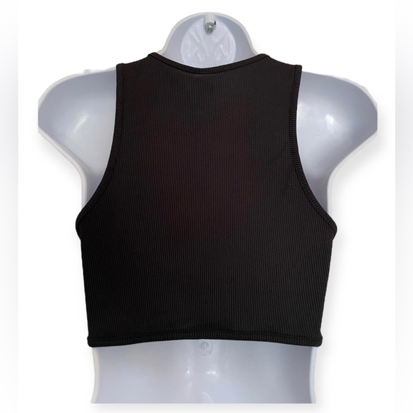 Black Rib Knit Racerback Crop Top - Picture 7 of 12